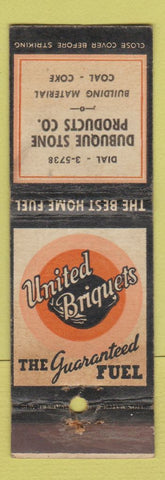 Matchbook Cover - United Briquets Coal Dubuque? IA? WORN
