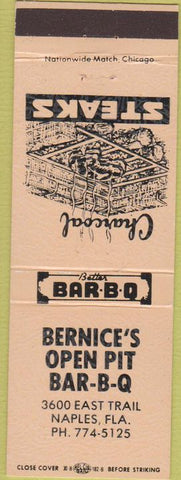 Matchbook Cover - Bernice's BBQ Naples FL peach