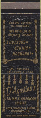 Matchbook Cover - D'Agosinto's Italian Food Rockford IL
