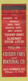 Matchbook Cover - Edison Fuel Material Coal Concrete Chicago IL WORN