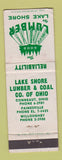 Matchbook Cover - Lake Shore Lumber Coal Conneaut OH WEAR