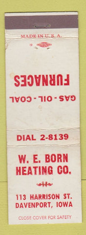 Matchbook Cover - WE Born Heating oil gas coal Davenport IA WEAR