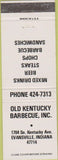 Matchbook Cover - Old Kentucky BBQ Evansville IN