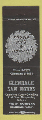Matchbook Cover - Glendale Saw Works Glendale CA