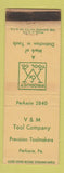 Matchbook Cover - V&M Tool Company Perkasie PA WEAR