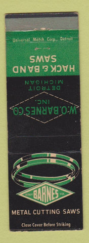 Matchbook Cover - Barnes Metal Cutting Saws Detroit MI