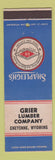 Matchbook Cover - Shapleigh's Tools Cutlery Grier Lumber Cheyenne WY