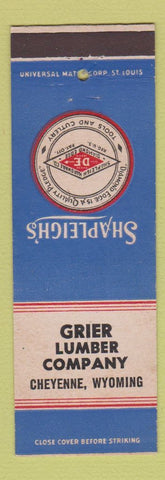 Matchbook Cover - Shapleigh's Tools Cutlery Grier Lumber Cheyenne WY
