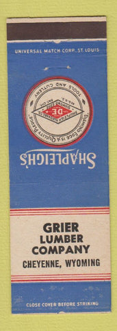 Matchbook Cover - Shapleigh's Tools Grier Lumber Cheyenne WY