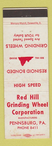 Matchbook Cover - Red Hill Grinding Wheel Corp Pennsburg PA WEAR