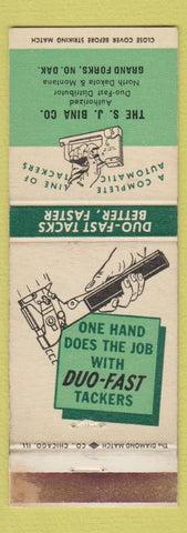 Matchbook Cover - SJ Bina Duo Fast Tackers Grand Forks ND WEAR