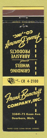 Matchbook Cover - Frank Bancroft Grinding Wheels Abrasive Products Dearborn MI