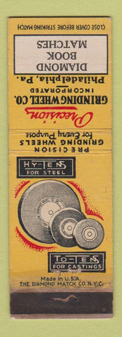 Matchbook Cover - Precision Grinding Wheel Philadelphia PA WORN