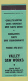 Matchbook Cover - Valley Saw Works San Jose CA