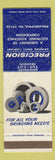 Matchbook Cover - Precision Grinding Wheel Company Philadelphia PA