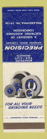 Matchbook Cover - Precision Grinding Wheel Company Philadelphia PA
