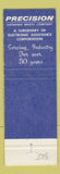 Matchbook Cover - Precision Grinding Wheel Company Philadelphia PA