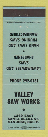 Matchbook Cover - Valley Saw Works San Jose CA