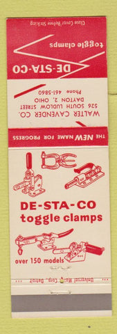 Matchbook Cover - Walter Cavender De Sta Co Toggle Clamps Tools Dayton OH