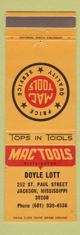 Matchbook Cover - Mac Tools Doyle Lott Jackson MS
