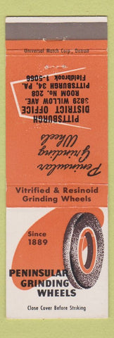 Matchbook Cover - Peninsular Gridning Wheels Pittsburgh PA