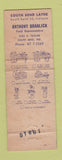 Matchbook Cover - South Bend Tools IN 1956 Lathes