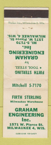 Matchbook Cover - Graham Engineering Firth Sterling Tool Steel Milwaukee WI WEAR