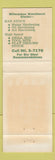 Matchbook Cover - Graham Engineering Firth Sterling Tool Steel Milwaukee WI WEAR