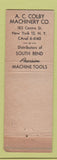 Matchbook Cover - South Bend Lathes Tools AC Colby Machinery New York City WEAR