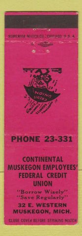 Matchbook Cover - Continental Muskegon Employees Credit Union MI