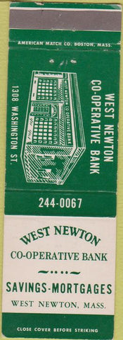 Matchbook Cover - West Newton Bank West Newton MA