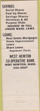 Matchbook Cover - West Newton Bank West Newton MA