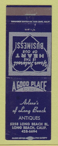 Matchbook Cover - Arlen's Antiques Long Beach CA