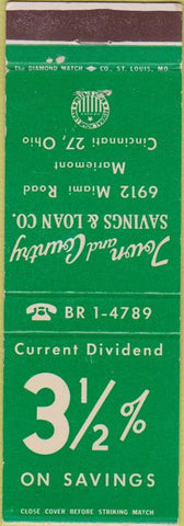 Matchbook Cover - Town Country Savings Loan Cincinnati OH