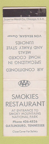 Matchbook Cover - Smokies Restaurant Gatlinburg TN