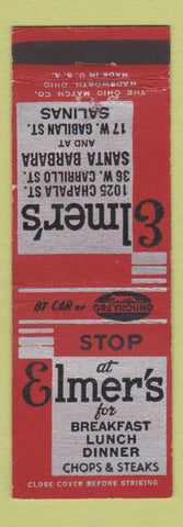 Matchbook Cover - Elmer's Restaurant Salinas CA Santa Barbara