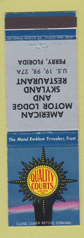 Matchbook Cover - American Motor Lodge Skyland Restaurant Perry FL