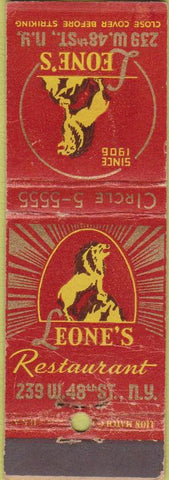 Matchbook Cover - Leone's New York City CREASE