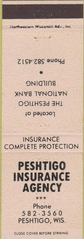 Matchbook Cover - Peshtigo Insurance WI