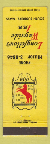 Matchbook Cover - Longfellow's Wayside Inn South Sudbury MA WEAR