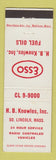Matchbook Cover - Esso oil gas HB Knowles South Lincoln MA