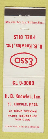 Matchbook Cover - Esso oil gas HB Knowles South Lincoln MA