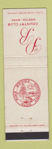 Matchbook Cover - Pine Brook Country Club Weston MA WEAR