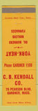 Matchbook Cover - CB Kendall York Heat Oil Burners Gardner MA