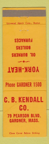 Matchbook Cover - CB Kendall York Heat Oil Burners Gardner MA
