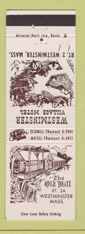 Matchbook Cover - The Old Mill Westminster Village Motel MA