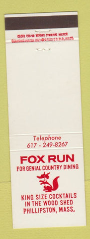 Matchbook Cover - Fox Run Restaurant Phillipston MA