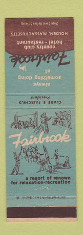 Matchbook Cover - Fairbrook Country Club Hotel Restaurant Holden MA