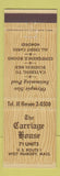Matchbook Cover - The Carriage House West Peabody MA