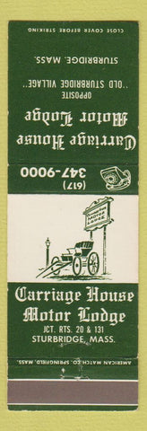 Matchbook Cover - Carriage House Motor Lodge Sturbridge MA